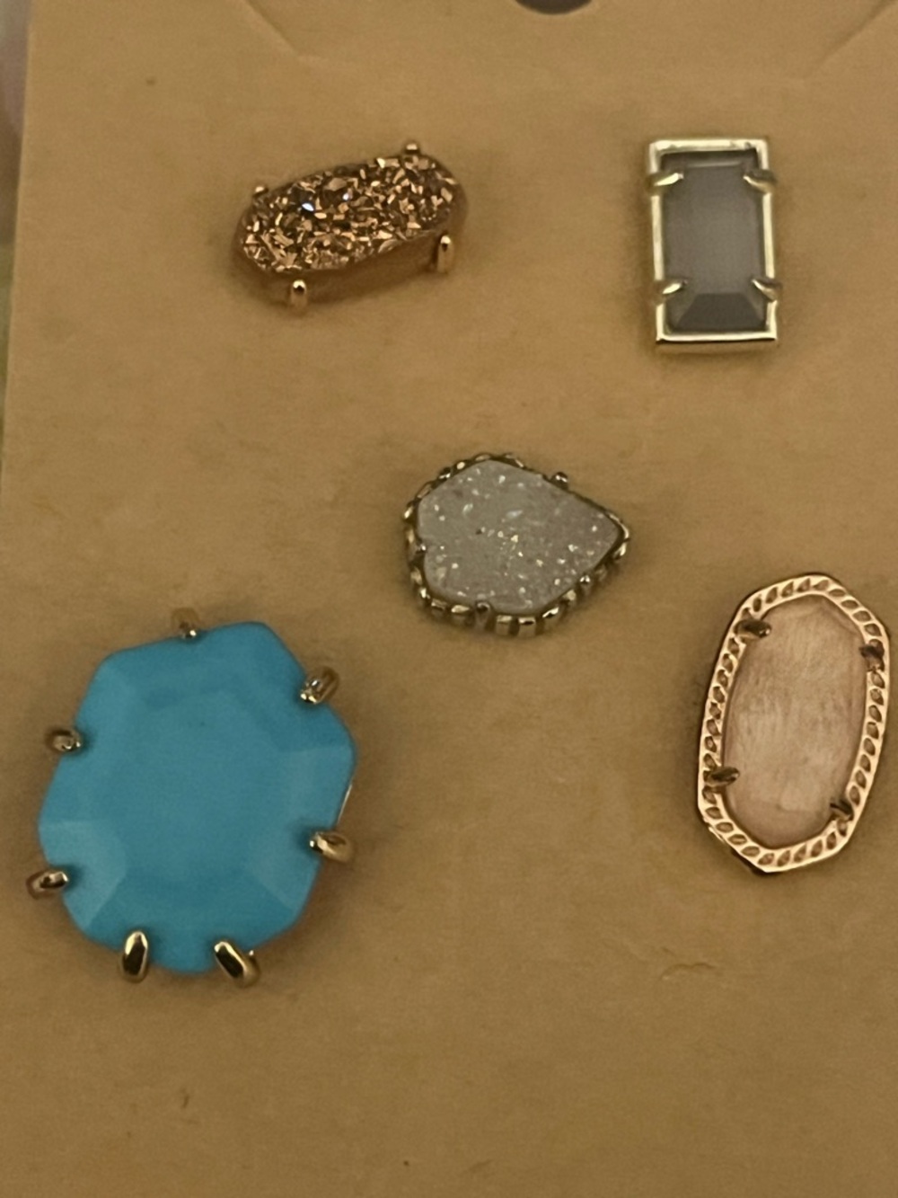 Kendra Scott Mixed Stone Stud Single Earring Set - Turquoise & Rose Pink .